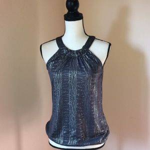 The limited gray and silver stretchy tank top